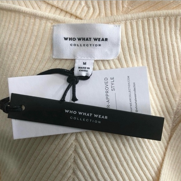 Who What Wear Collection Anneliese Herringbone Long Sleeve Top Ivory SZ M NWT - Picture 4 of 8